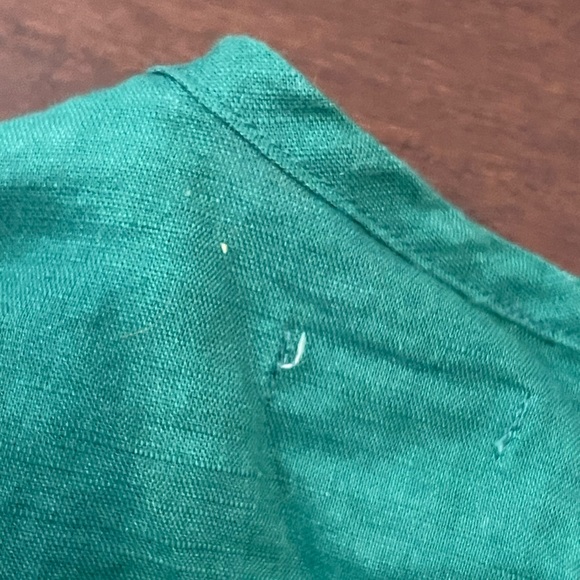 guc J. Crew factory mercantile Green linen sleveless top with White Embroidery 4 - Picture 8 of 9